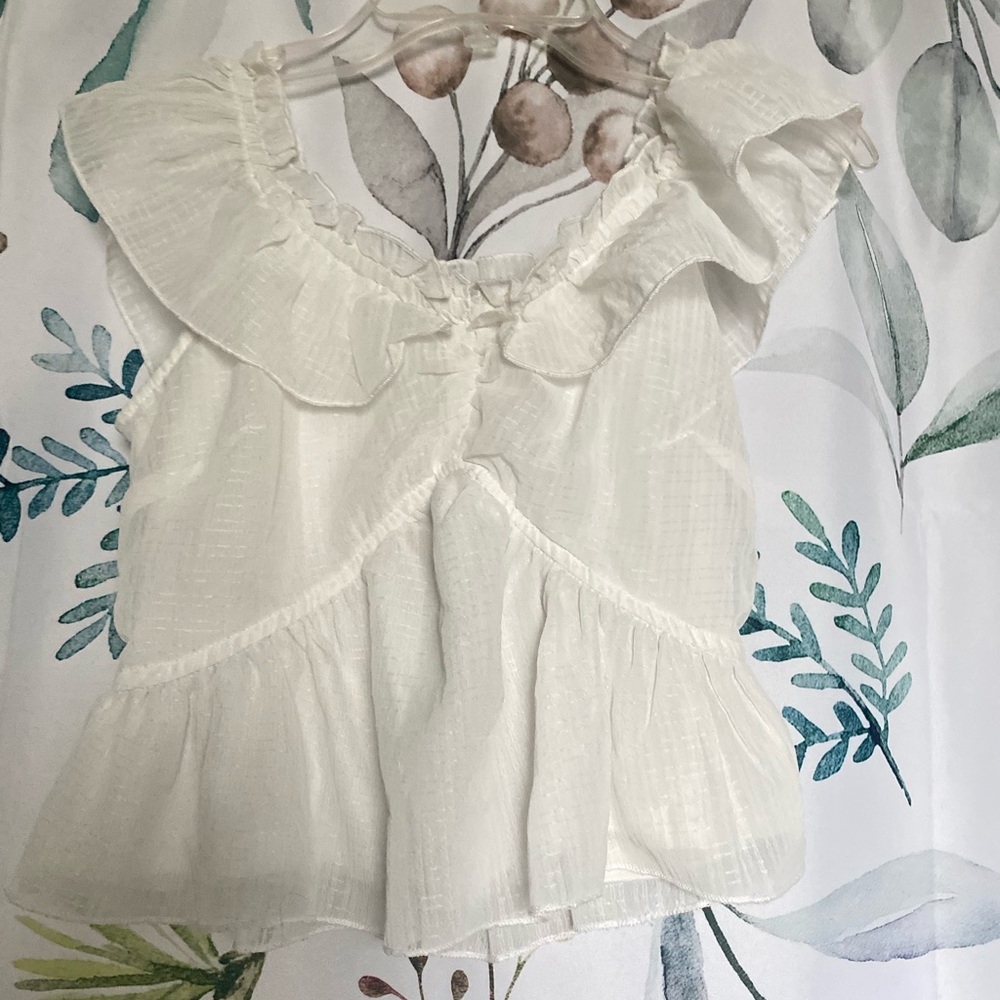 Frilly Ruffle Womens White Crop Top Size XS